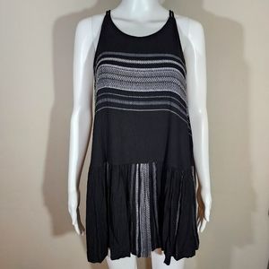 GIBSON LATIMER Embroidered Black Sleeveless Dress Top